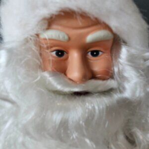 Standing Old Tyme Santa In Silver and White 17" tall